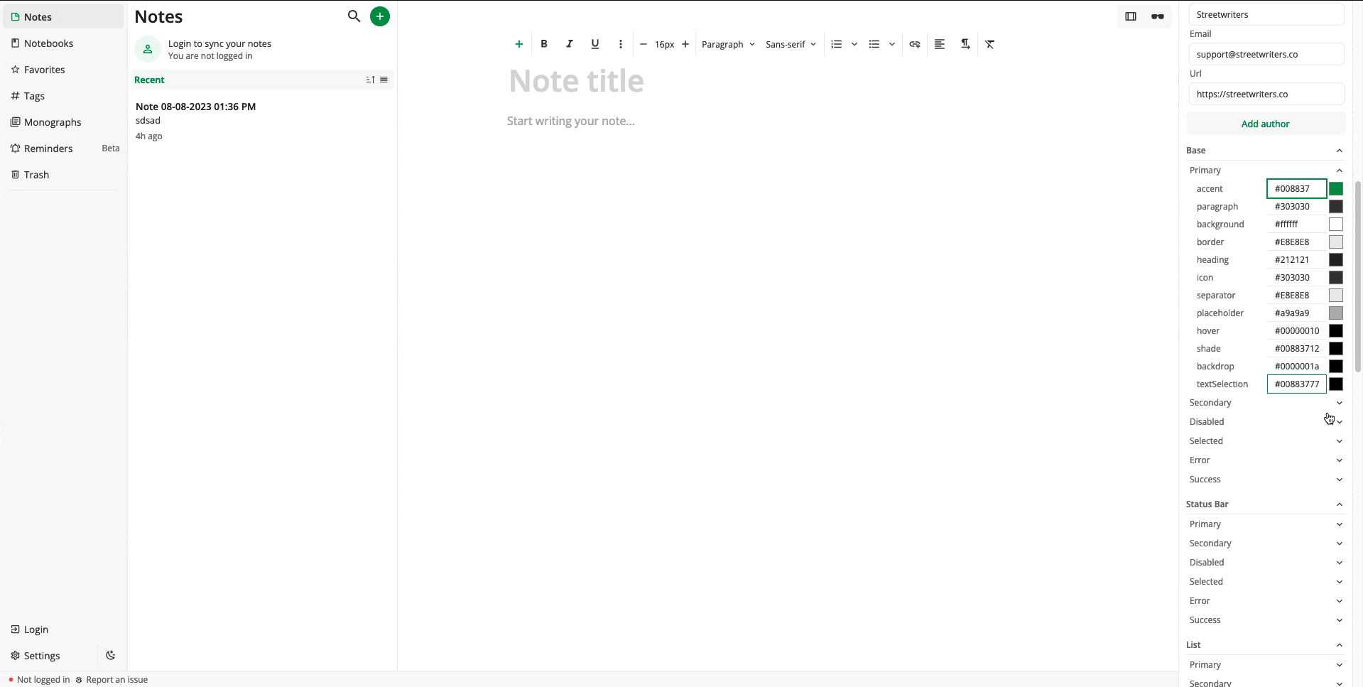 The Notesnook Theme Builder